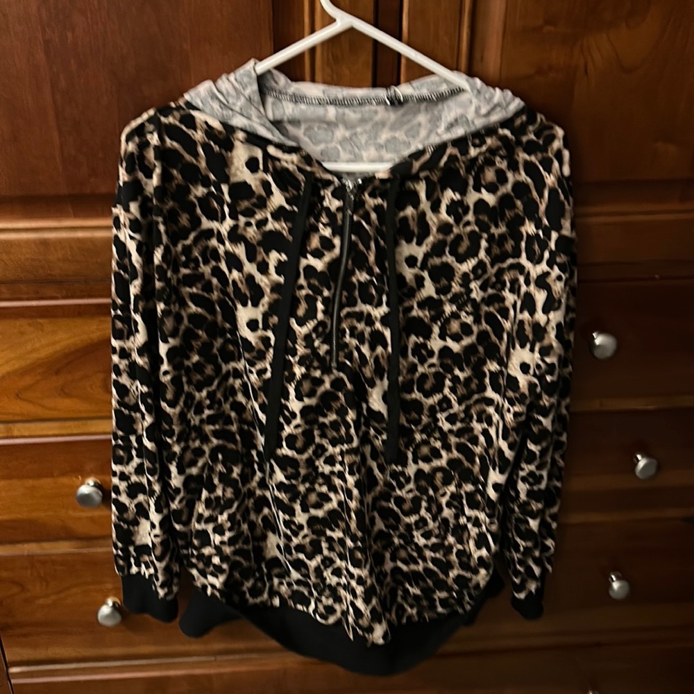 NWT leopard hoodie zip up